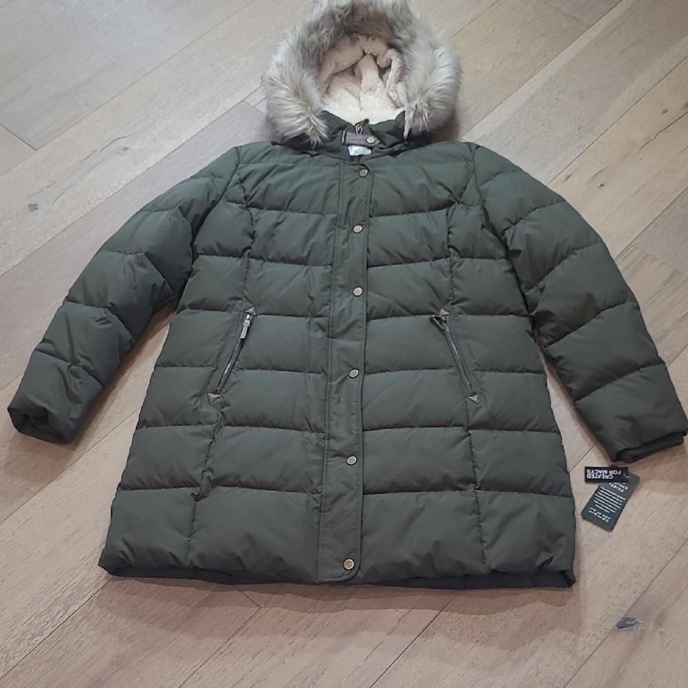 NWT Lauren Ralph Lauren Down Puffer Coat Women's sz XL Litchfield Green Puffer